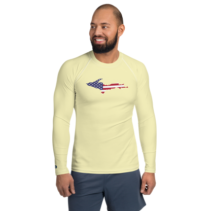 Michigan Upper Peninsula Rash Guard (w/ UP USA Flag) | Men's - Canary Yellow