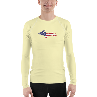 Michigan Upper Peninsula Rash Guard (w/ UP USA Flag) | Men's - Canary Yellow