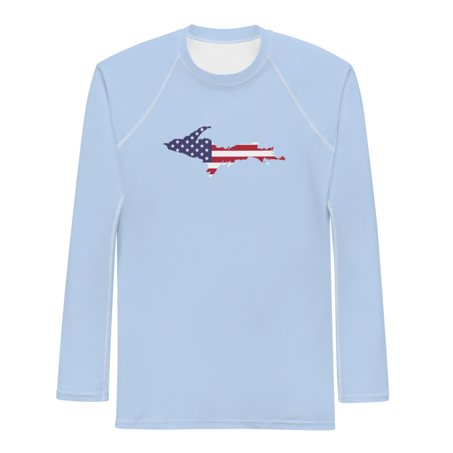 Michigan Upper Peninsula Rash Guard (w/ UP USA Flag) | Men's - Light Blue