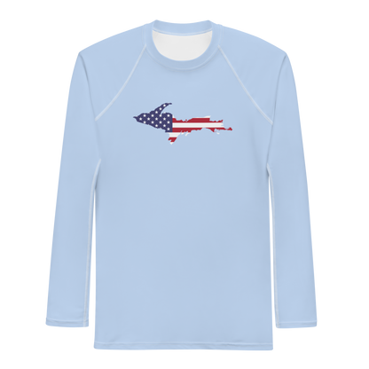 Michigan Upper Peninsula Rash Guard (w/ UP USA Flag) | Men's - Light Blue