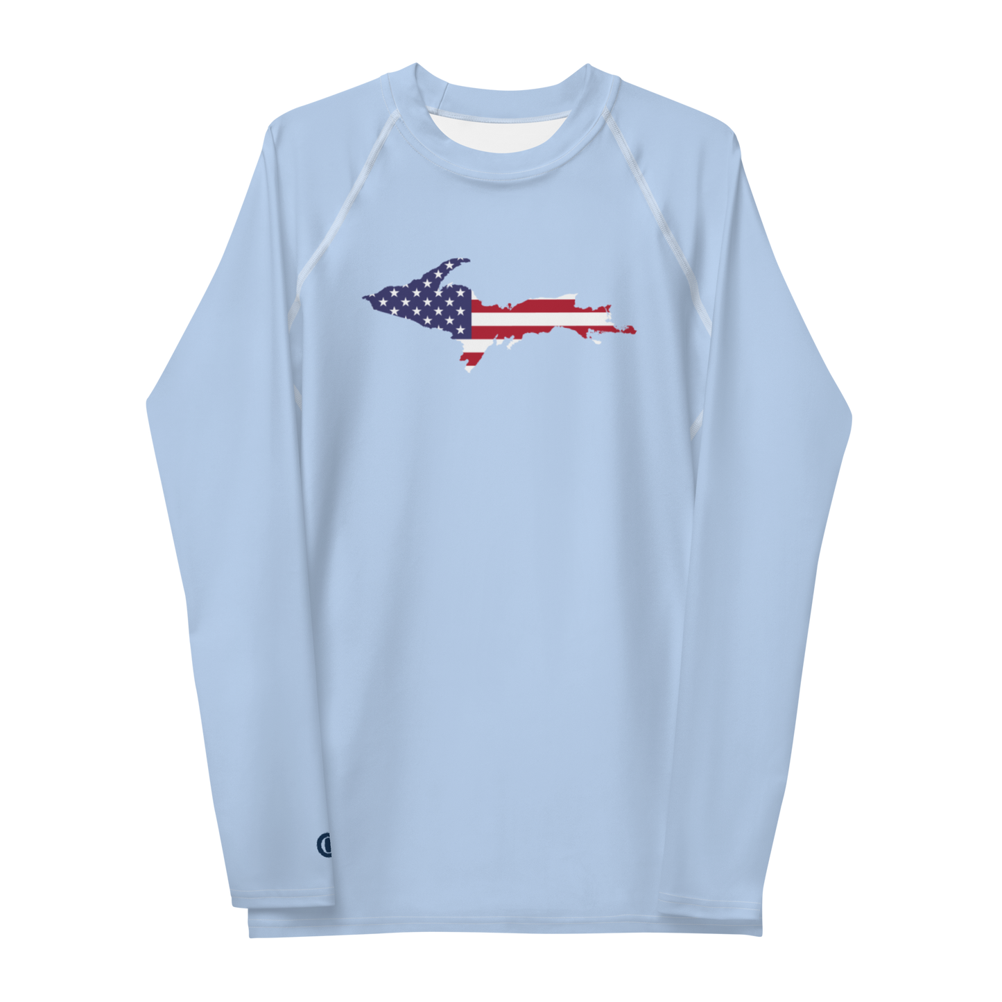 Michigan Upper Peninsula Rash Guard (w/ UP USA Flag) | Men's - Light Blue