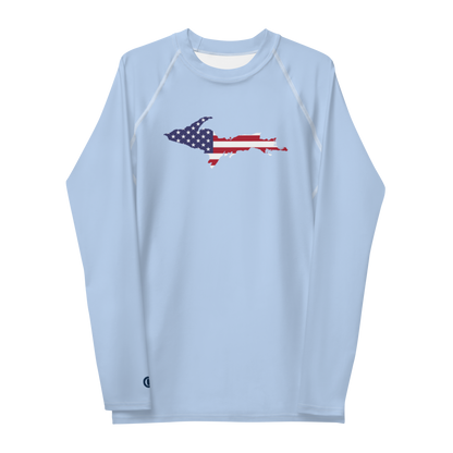 Michigan Upper Peninsula Rash Guard (w/ UP USA Flag) | Men's - Light Blue