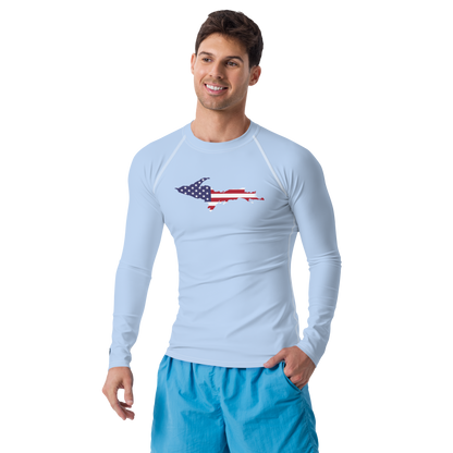 Michigan Upper Peninsula Rash Guard (w/ UP USA Flag) | Men's - Light Blue