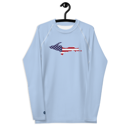 Michigan Upper Peninsula Rash Guard (w/ UP USA Flag) | Men's - Light Blue