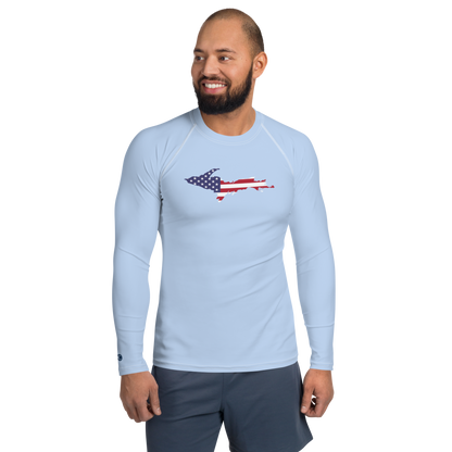 Michigan Upper Peninsula Rash Guard (w/ UP USA Flag) | Men's - Light Blue