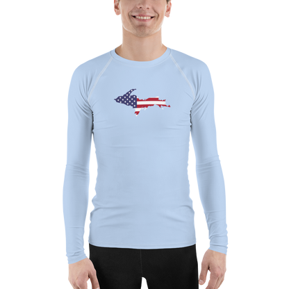 Michigan Upper Peninsula Rash Guard (w/ UP USA Flag) | Men's - Light Blue