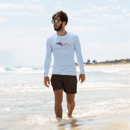 Michigan Upper Peninsula Rash Guard (w/ UP USA Flag) | Men's - Light Blue