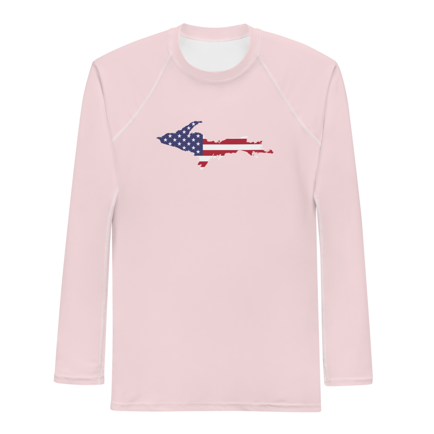 Michigan Upper Peninsula Rash Guard (w/ UP USA Flag) | Men's - Pale Pink