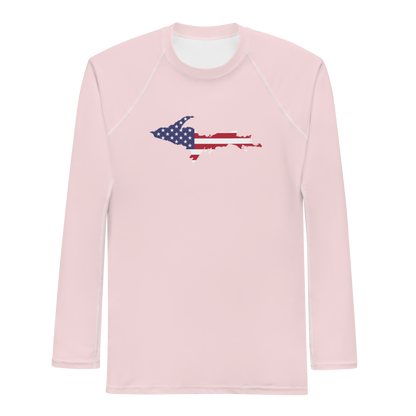 Michigan Upper Peninsula Rash Guard (w/ UP USA Flag) | Men's - Pale Pink