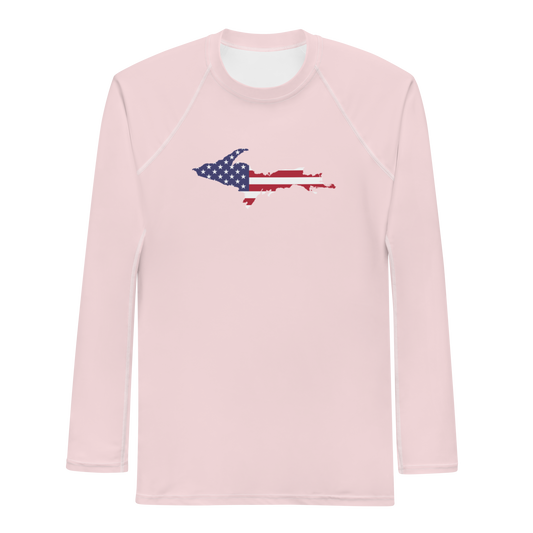 Michigan Upper Peninsula Rash Guard (w/ UP USA Flag) | Men's - Pale Pink