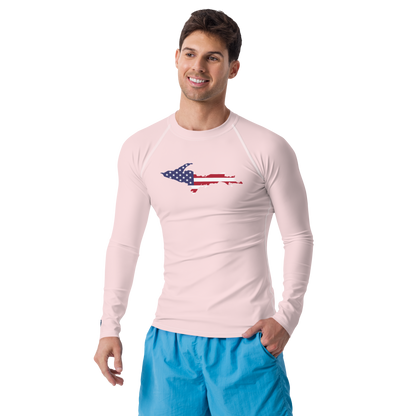 Michigan Upper Peninsula Rash Guard (w/ UP USA Flag) | Men's - Pale Pink