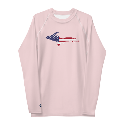 Michigan Upper Peninsula Rash Guard (w/ UP USA Flag) | Men's - Pale Pink