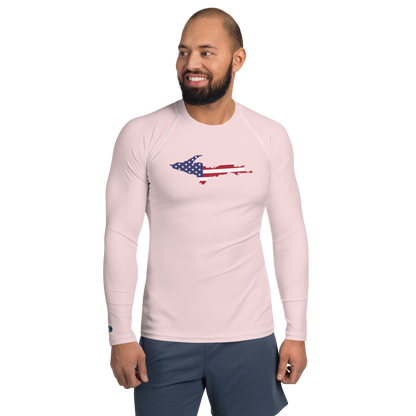 Michigan Upper Peninsula Rash Guard (w/ UP USA Flag) | Men's - Pale Pink