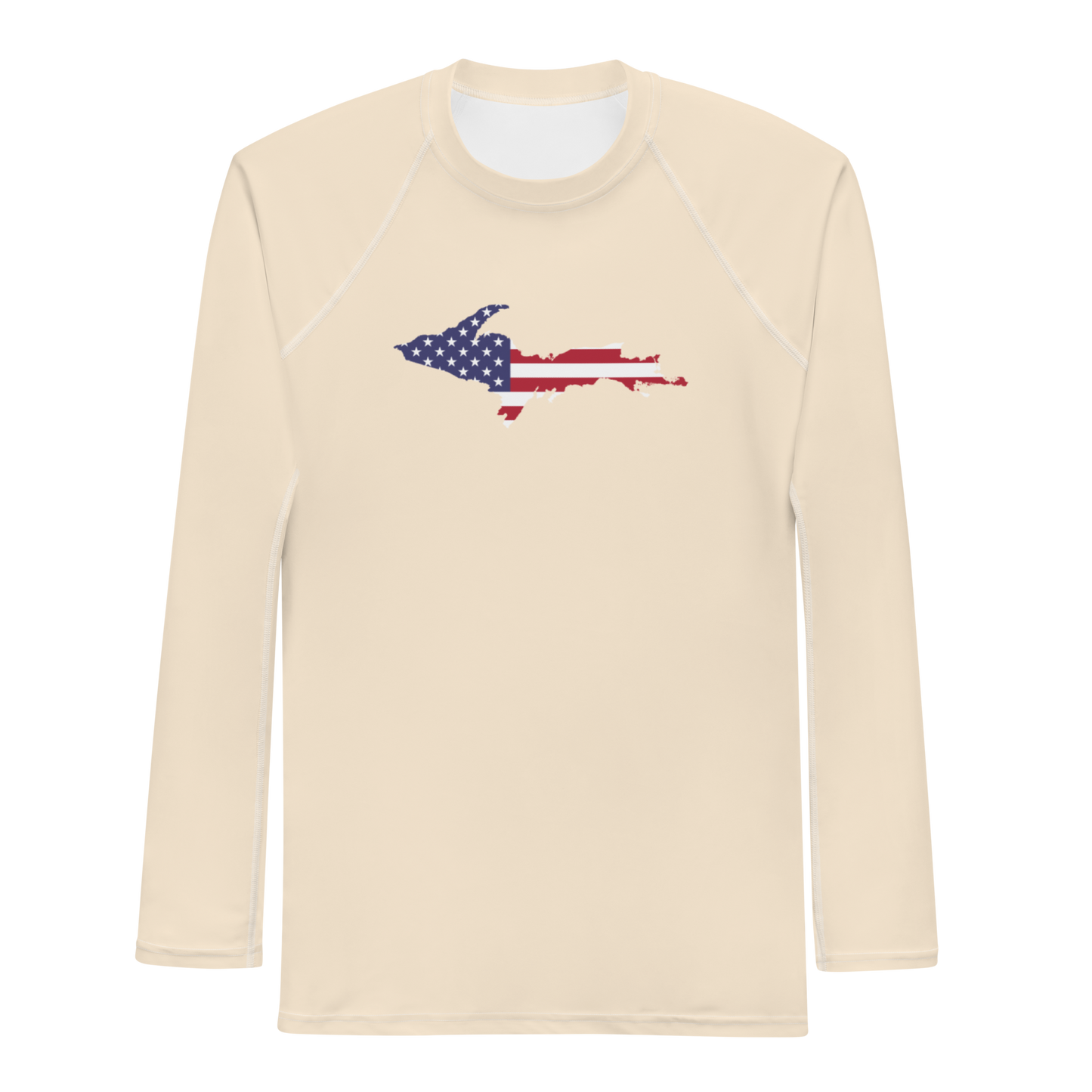 Michigan Upper Peninsula Rash Guard (w/ UP USA Flag) | Men's - Champagne White