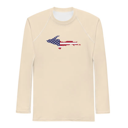 Michigan Upper Peninsula Rash Guard (w/ UP USA Flag) | Men's - Champagne White