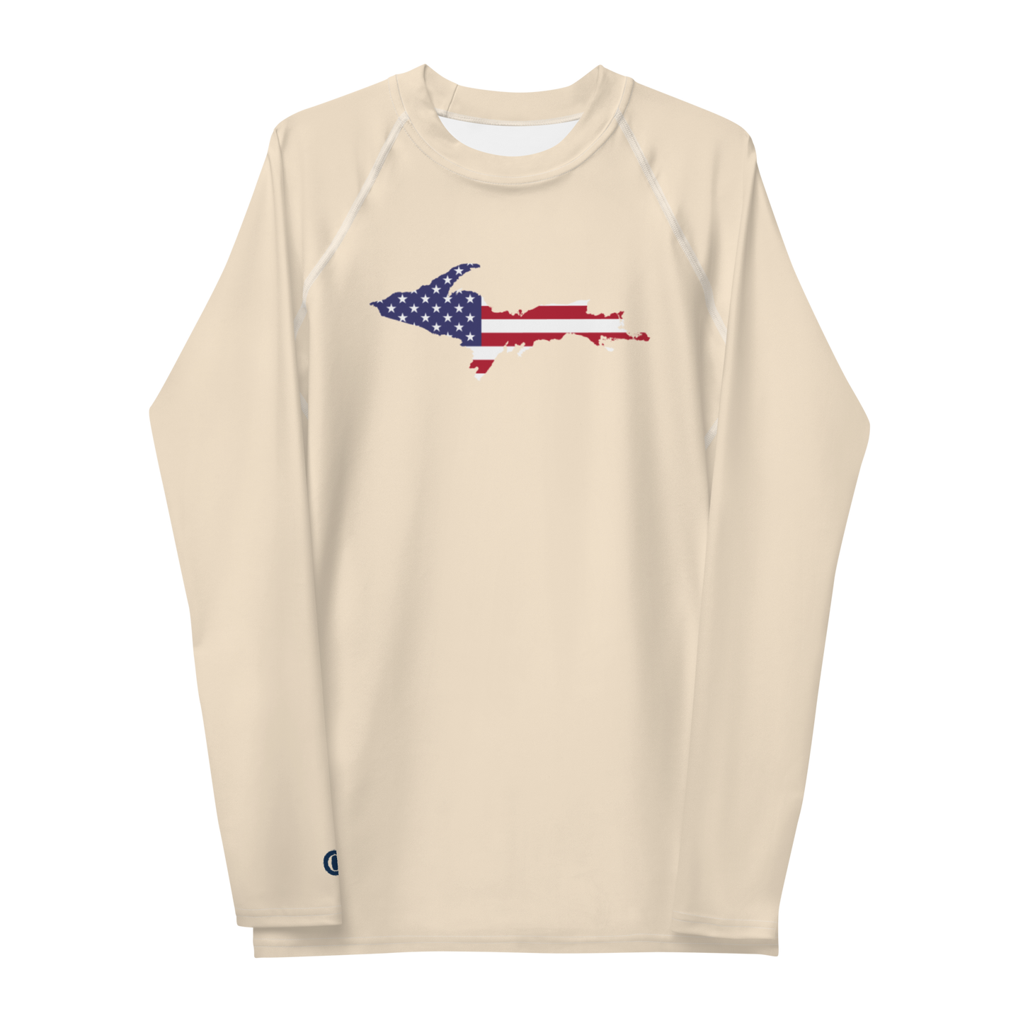 Michigan Upper Peninsula Rash Guard (w/ UP USA Flag) | Men's - Champagne White