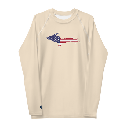 Michigan Upper Peninsula Rash Guard (w/ UP USA Flag) | Men's - Champagne White