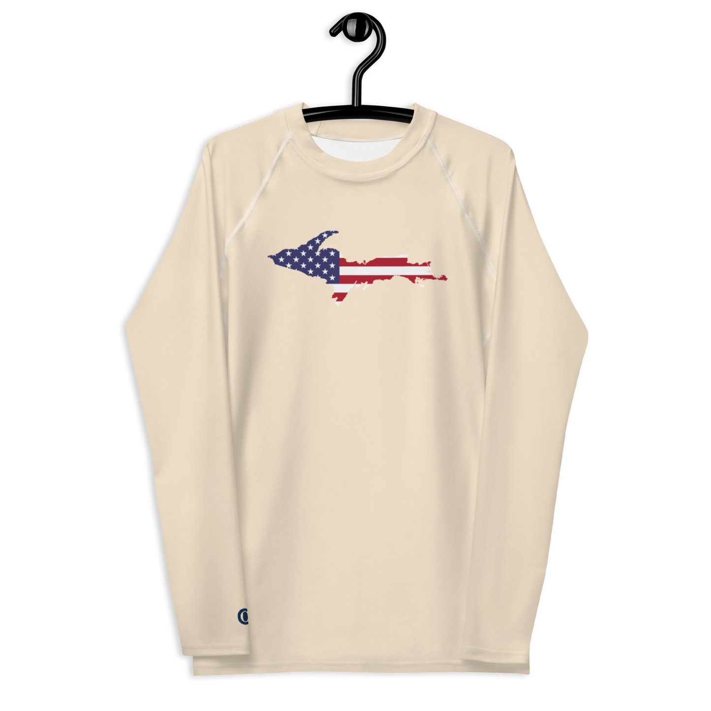 Michigan Upper Peninsula Rash Guard (w/ UP USA Flag) | Men's - Champagne White