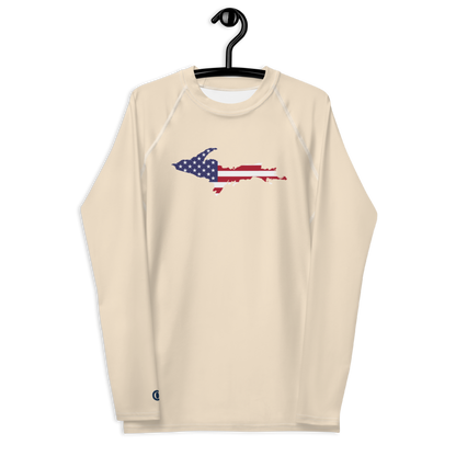 Michigan Upper Peninsula Rash Guard (w/ UP USA Flag) | Men's - Champagne White