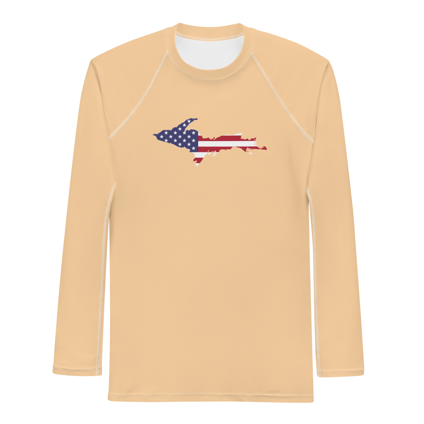 Michigan Upper Peninsula Rash Guard (w/ UP USA Flag) | Men's - Pale Apricot