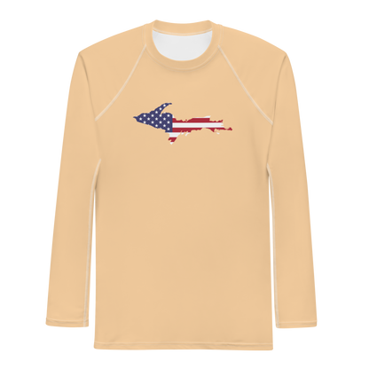 Michigan Upper Peninsula Rash Guard (w/ UP USA Flag) | Men's - Pale Apricot