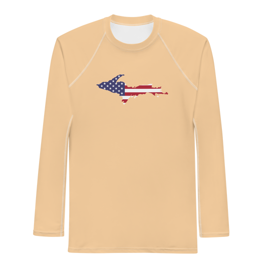 Michigan Upper Peninsula Rash Guard (w/ UP USA Flag) | Men's - Pale Apricot