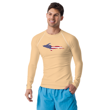 Michigan Upper Peninsula Rash Guard (w/ UP USA Flag) | Men's - Pale Apricot