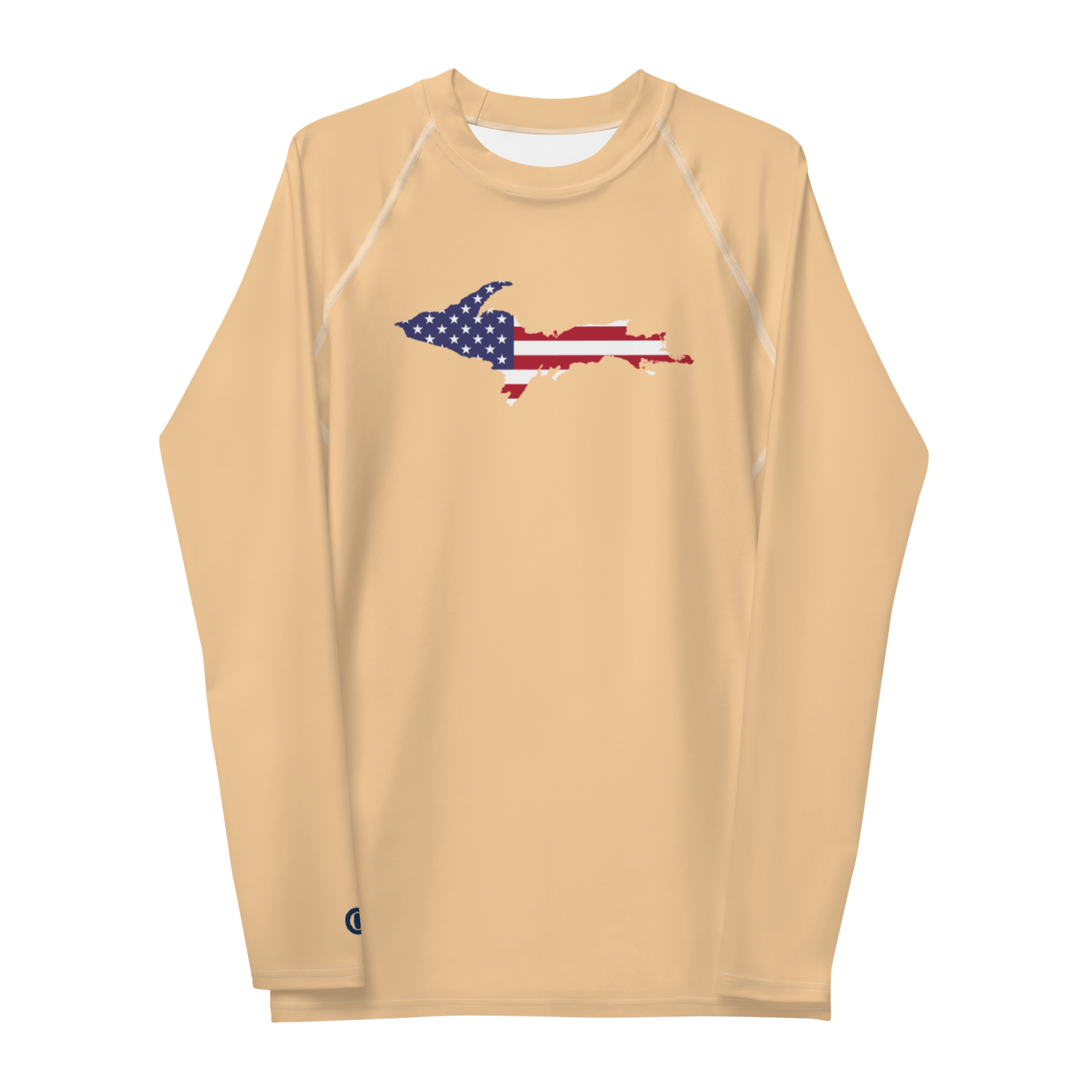 Michigan Upper Peninsula Rash Guard (w/ UP USA Flag) | Men's - Pale Apricot