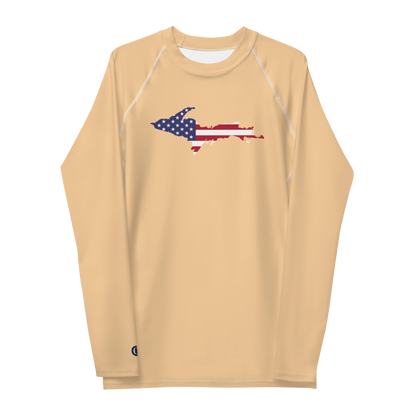 Michigan Upper Peninsula Rash Guard (w/ UP USA Flag) | Men's - Pale Apricot