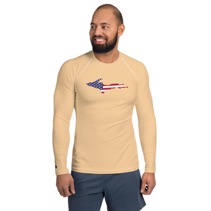 Michigan Upper Peninsula Rash Guard (w/ UP USA Flag) | Men's - Pale Apricot