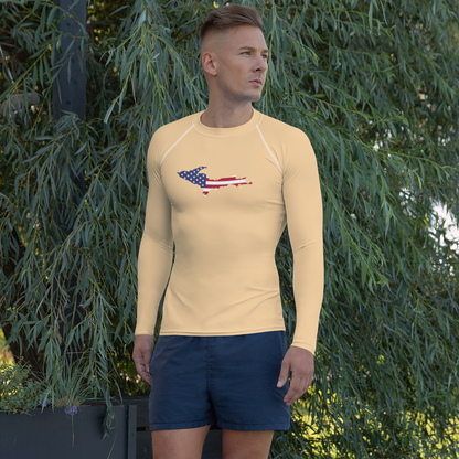 Michigan Upper Peninsula Rash Guard (w/ UP USA Flag) | Men's - Pale Apricot