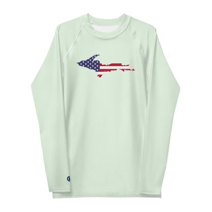 Michigan Upper Peninsula Rash Guard (w/ UP USA Flag) | Men's - Dew Green