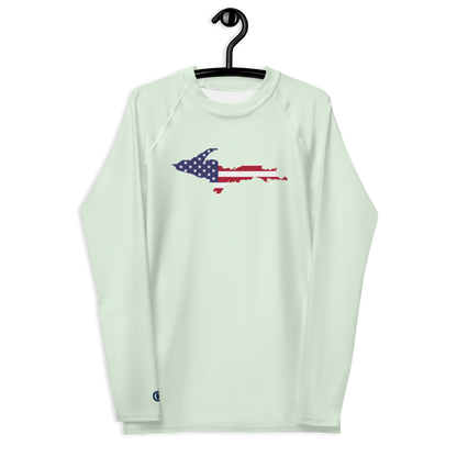 Michigan Upper Peninsula Rash Guard (w/ UP USA Flag) | Men's - Dew Green