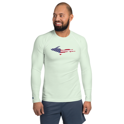 Michigan Upper Peninsula Rash Guard (w/ UP USA Flag) | Men's - Dew Green