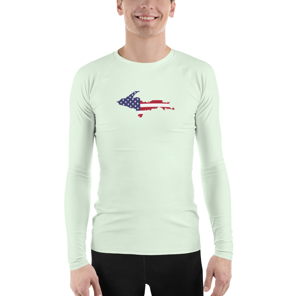 Michigan Upper Peninsula Rash Guard (w/ UP USA Flag) | Men's - Dew Green