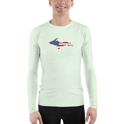 Michigan Upper Peninsula Rash Guard (w/ UP USA Flag) | Men's - Dew Green