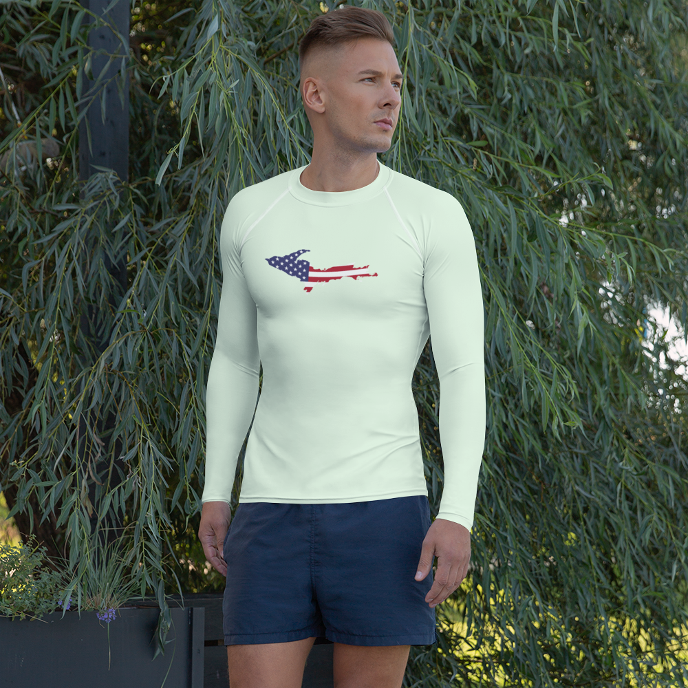 Michigan Upper Peninsula Rash Guard (w/ UP USA Flag) | Men's - Dew Green