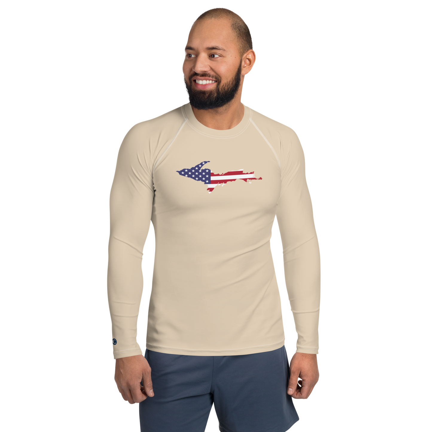 Michigan Upper Peninsula Rash Guard (w/ UP USA Flag) | Men's - Canvas Color