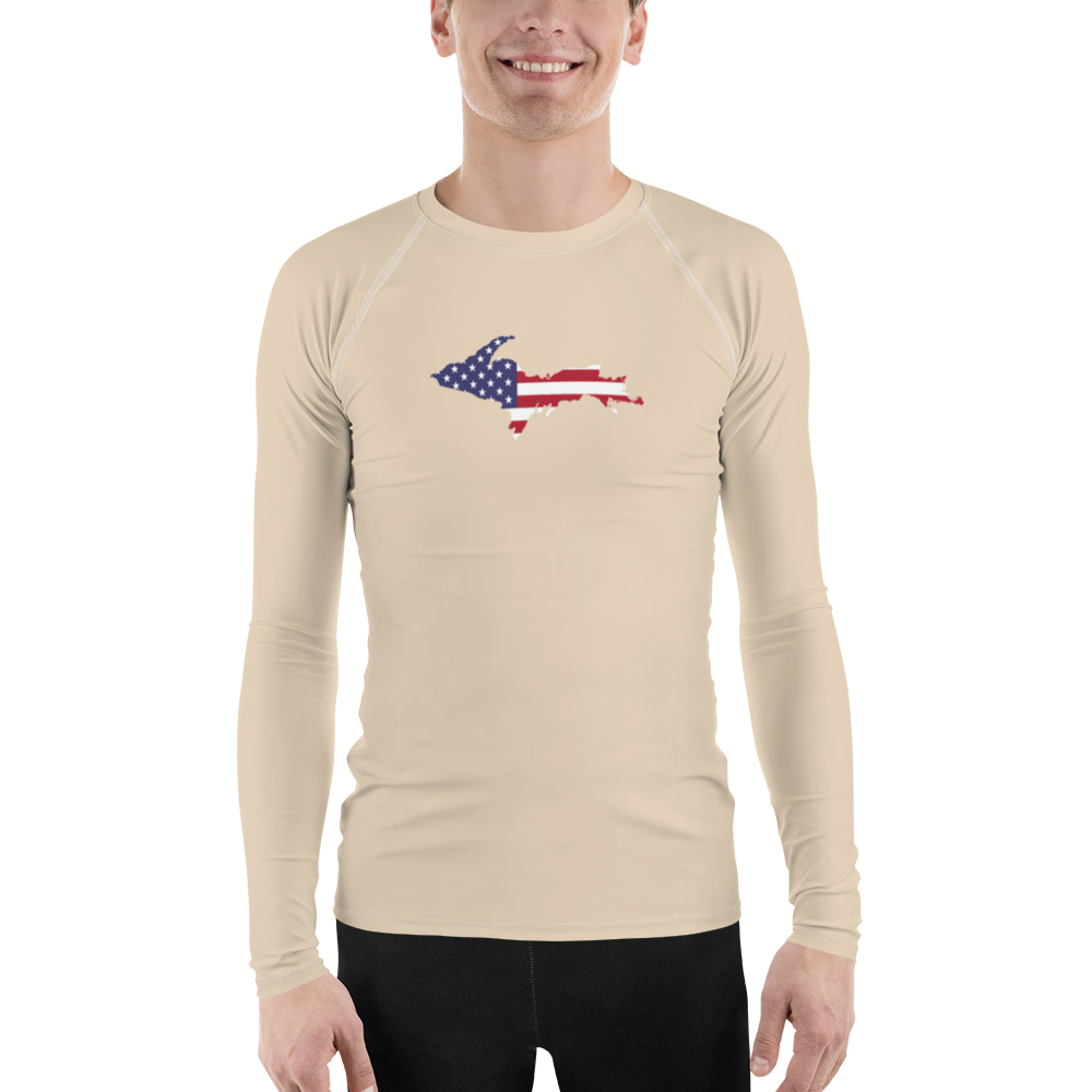 Michigan Upper Peninsula Rash Guard (w/ UP USA Flag) | Men's - Canvas Color