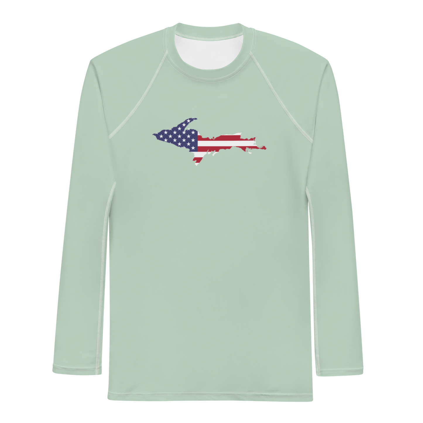 Michigan Upper Peninsula Rash Guard (w/ UP USA Flag) | Men's - Sea Green