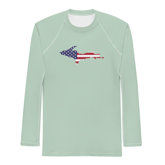 Michigan Upper Peninsula Rash Guard (w/ UP USA Flag) | Men's - Sea Green