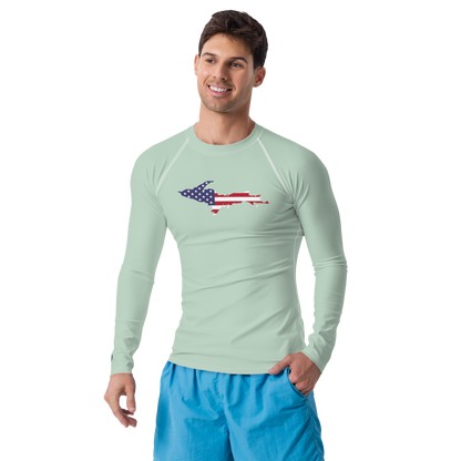 Michigan Upper Peninsula Rash Guard (w/ UP USA Flag) | Men's - Sea Green