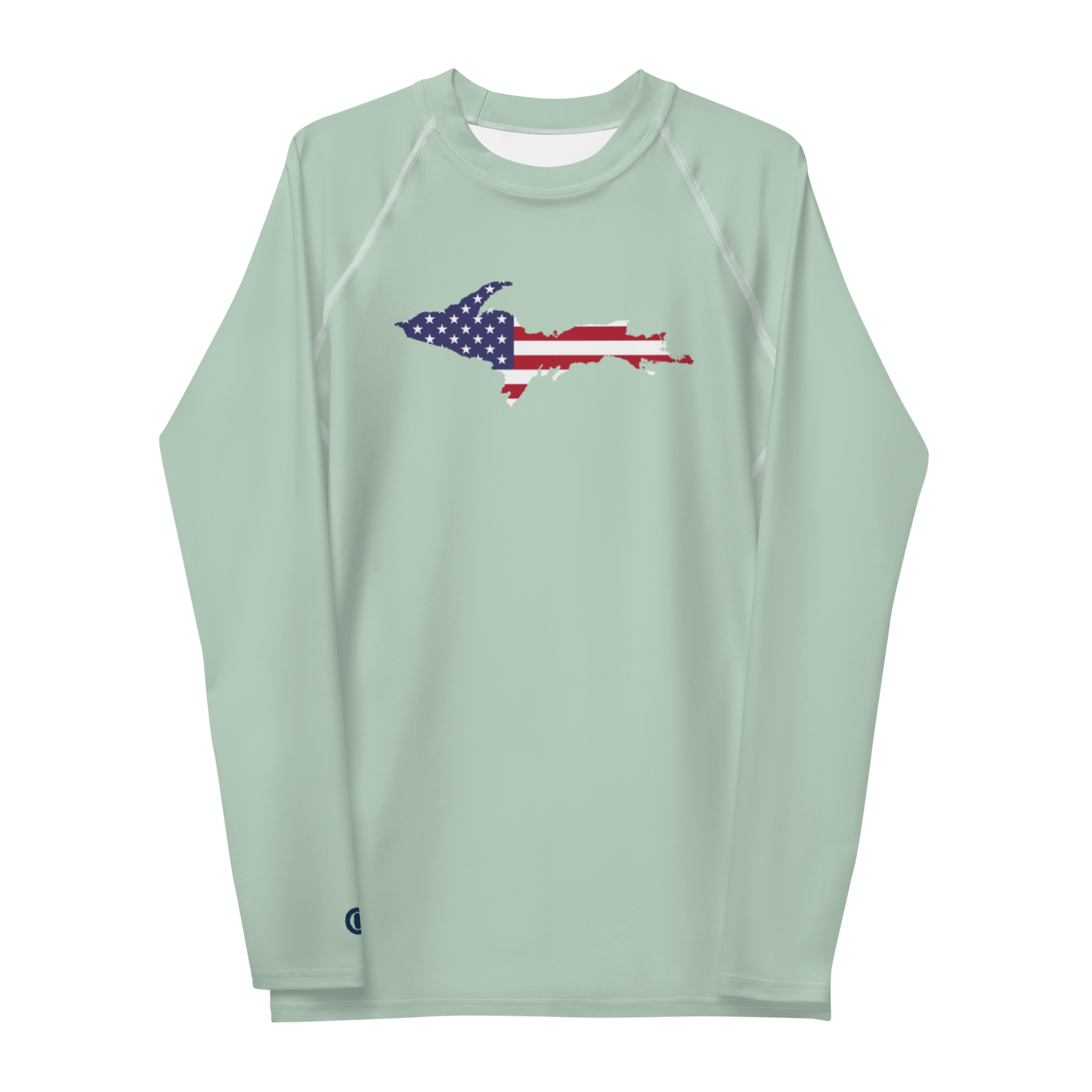 Michigan Upper Peninsula Rash Guard (w/ UP USA Flag) | Men's - Sea Green