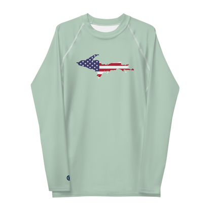 Michigan Upper Peninsula Rash Guard (w/ UP USA Flag) | Men's - Sea Green