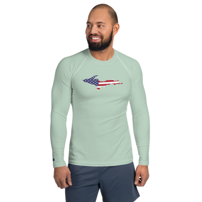 Michigan Upper Peninsula Rash Guard (w/ UP USA Flag) | Men's - Sea Green