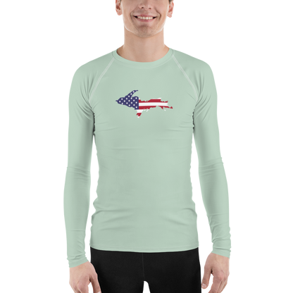 Michigan Upper Peninsula Rash Guard (w/ UP USA Flag) | Men's - Sea Green