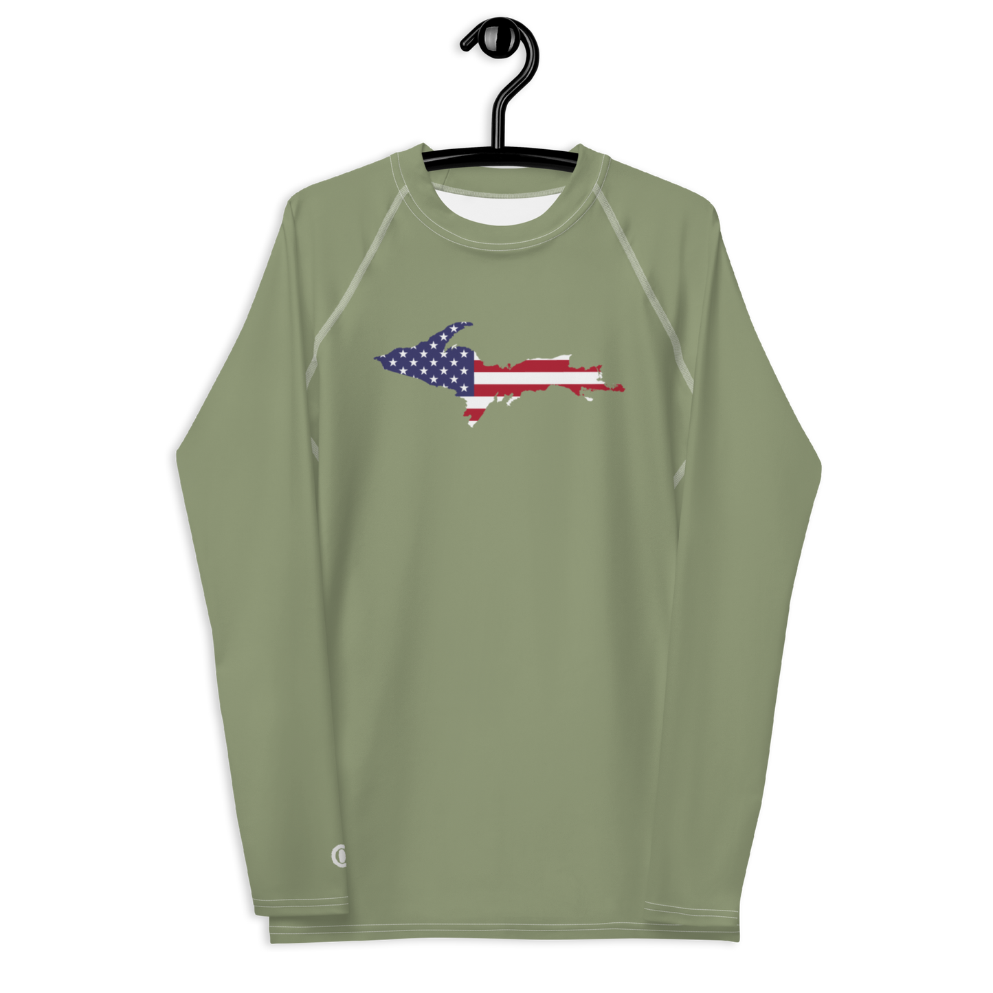 Michigan Upper Peninsula Rash Guard (w/ UP USA Flag) | Men's - Beachgrass Green