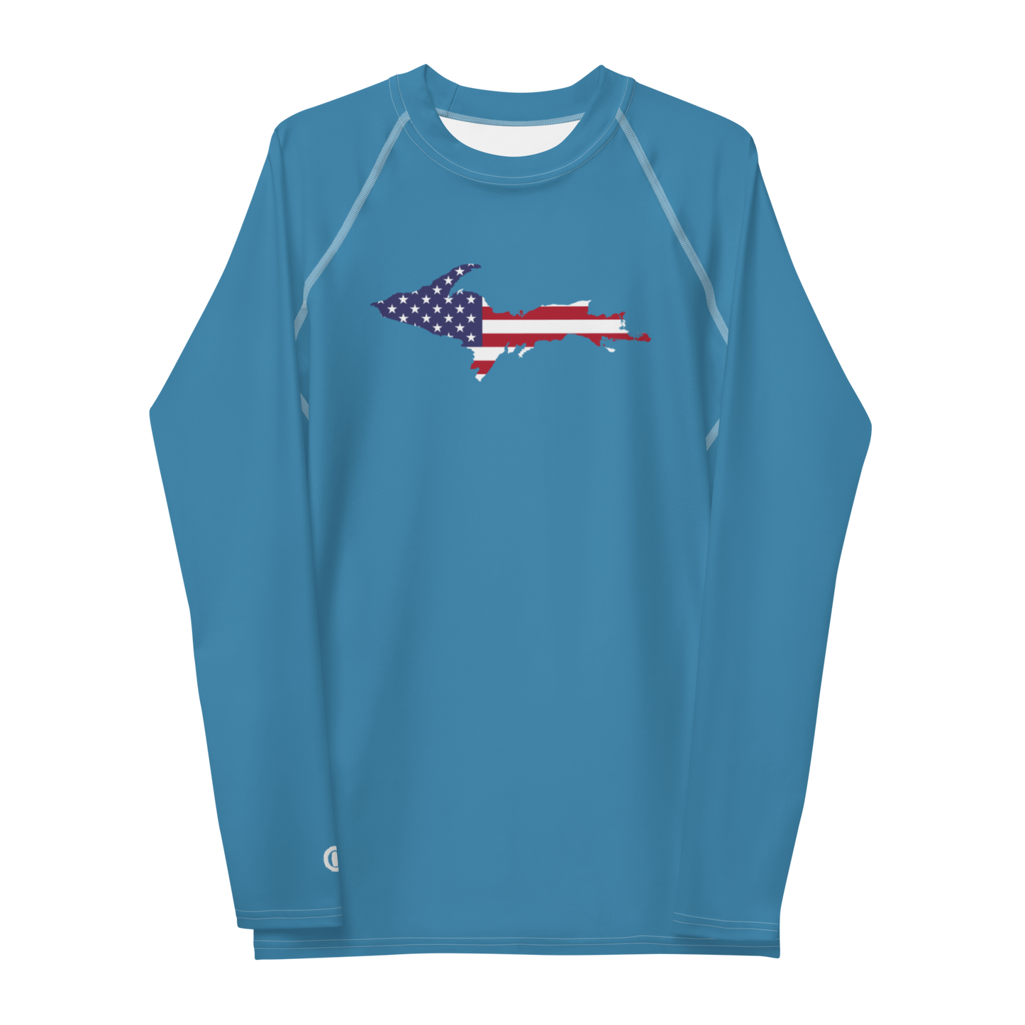 Michigan Upper Peninsula Rash Guard (w/ UP USA Flag) | Men's - Lake Michigan Blue