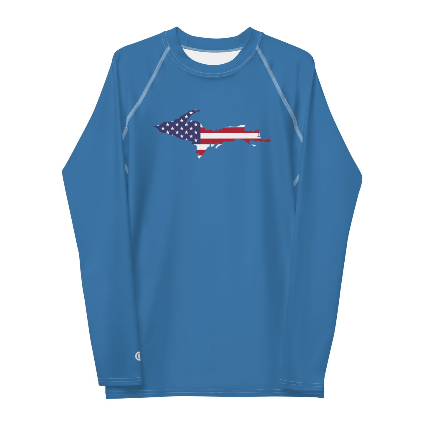 Michigan Upper Peninsula Rash Guard (w/ UP USA Flag) | Men's - Lake Superior Blue