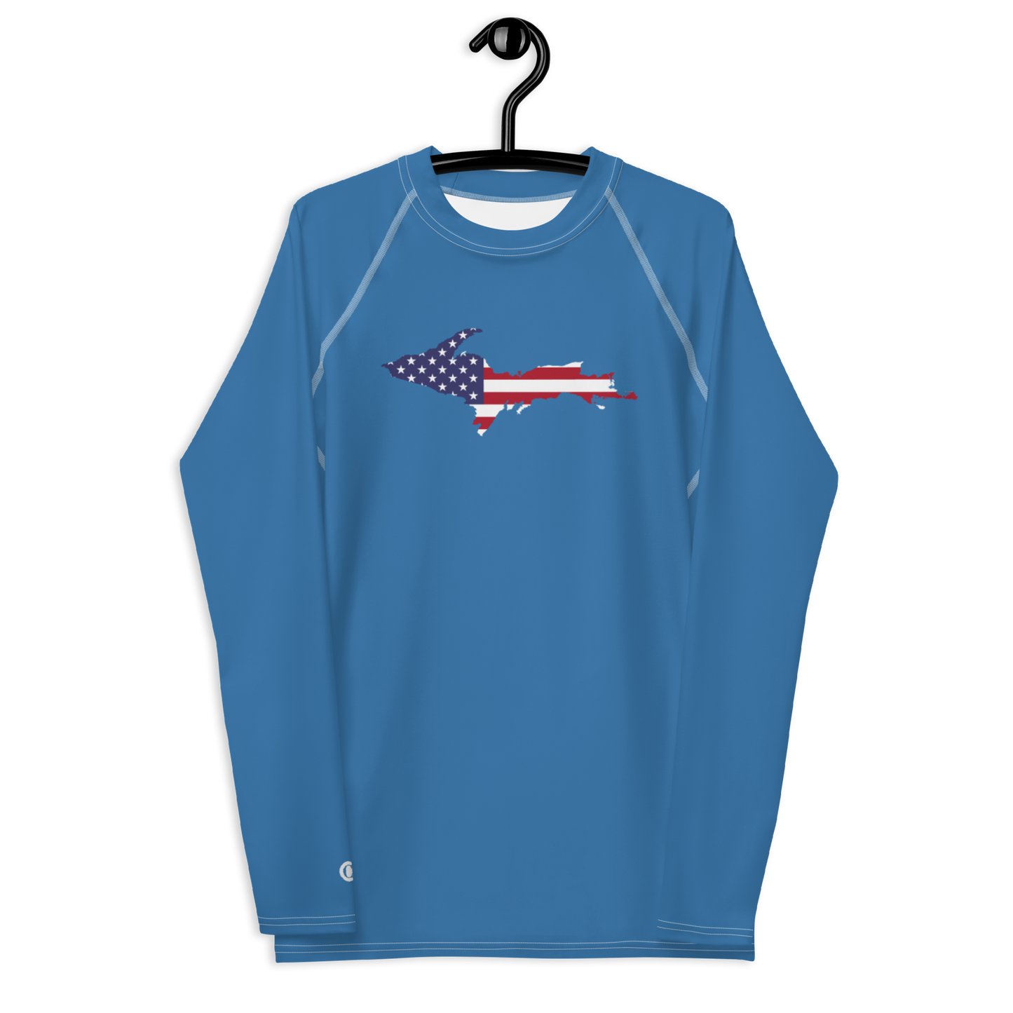 Michigan Upper Peninsula Rash Guard (w/ UP USA Flag) | Men's - Lake Superior Blue